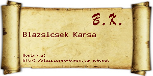 Blazsicsek Karsa névjegykártya